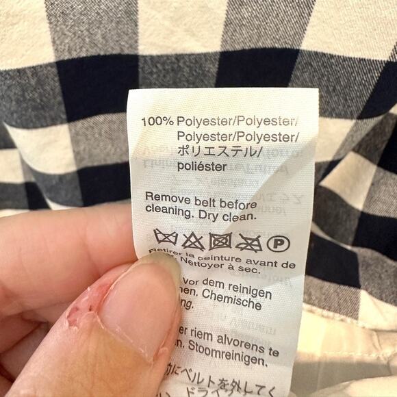 J.CREW | Navy Blue Gingham Checkered Sleeveless Straight Belted Midi Dress | 2T - Picture 10 of 10